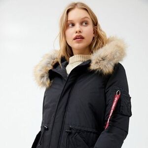 Alpha Industries Black Puffer with Removable Fur Trim Hood